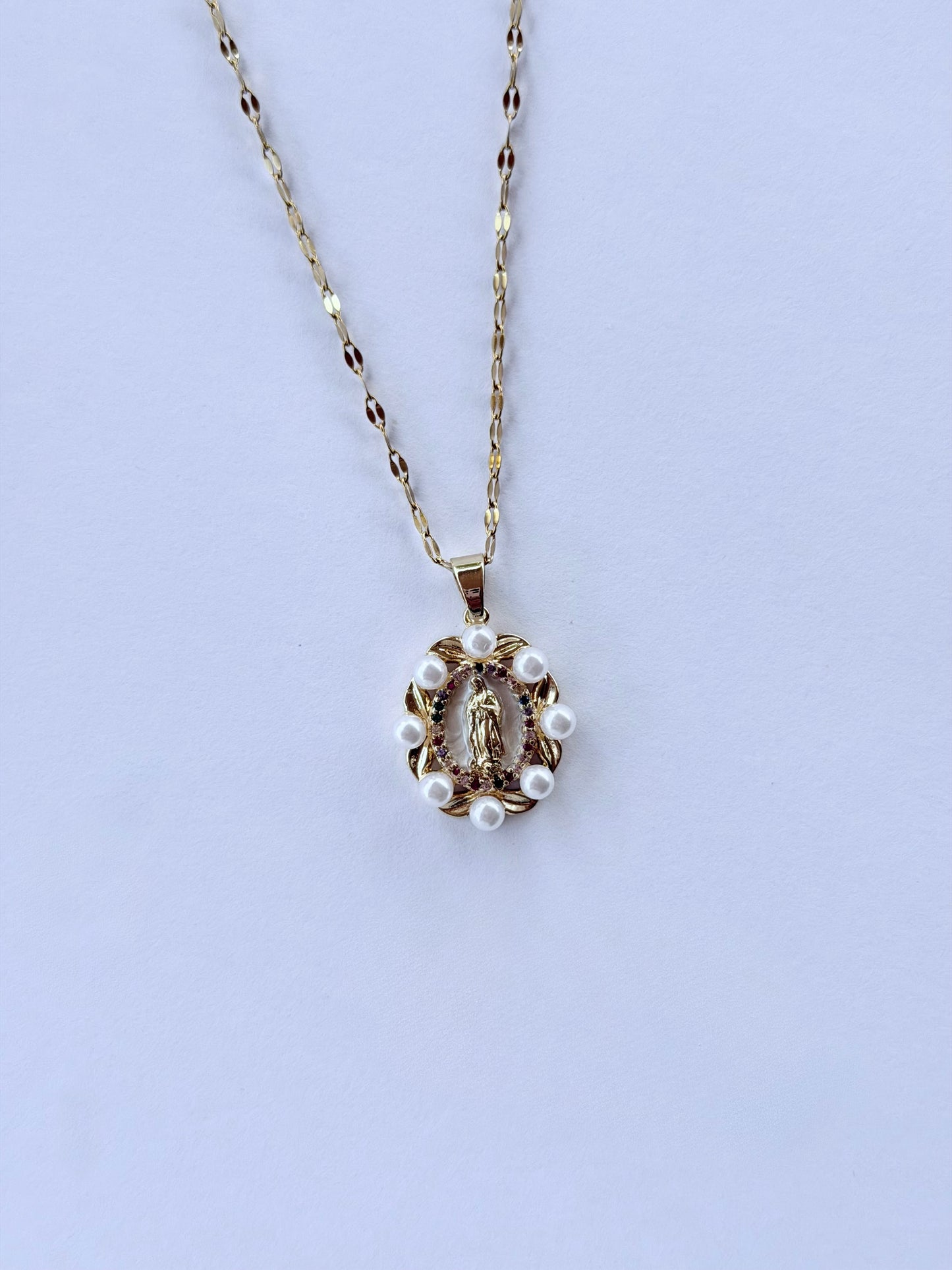 Virgin Mary Pearl Necklace