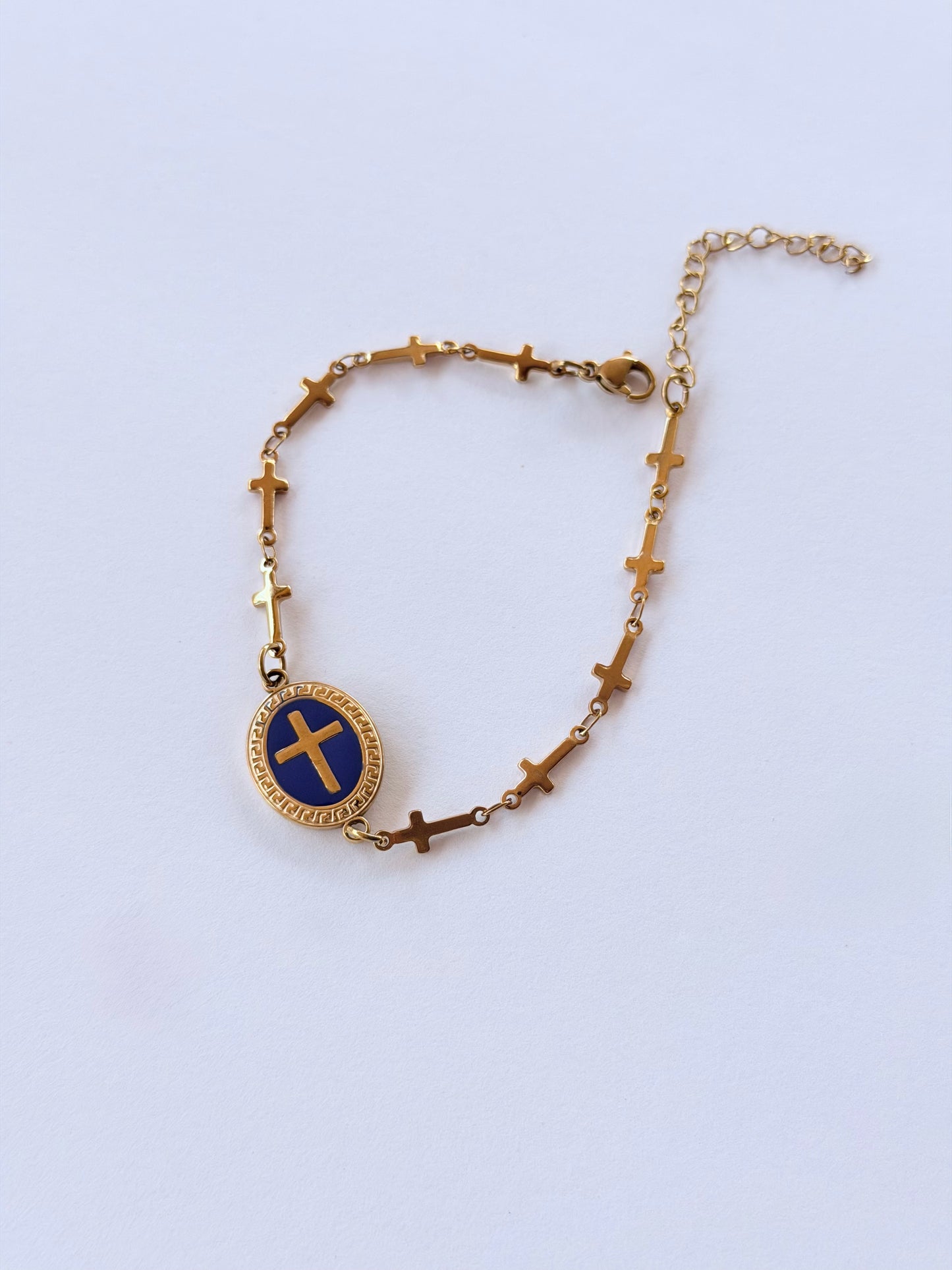 Blue Cross Bracelet