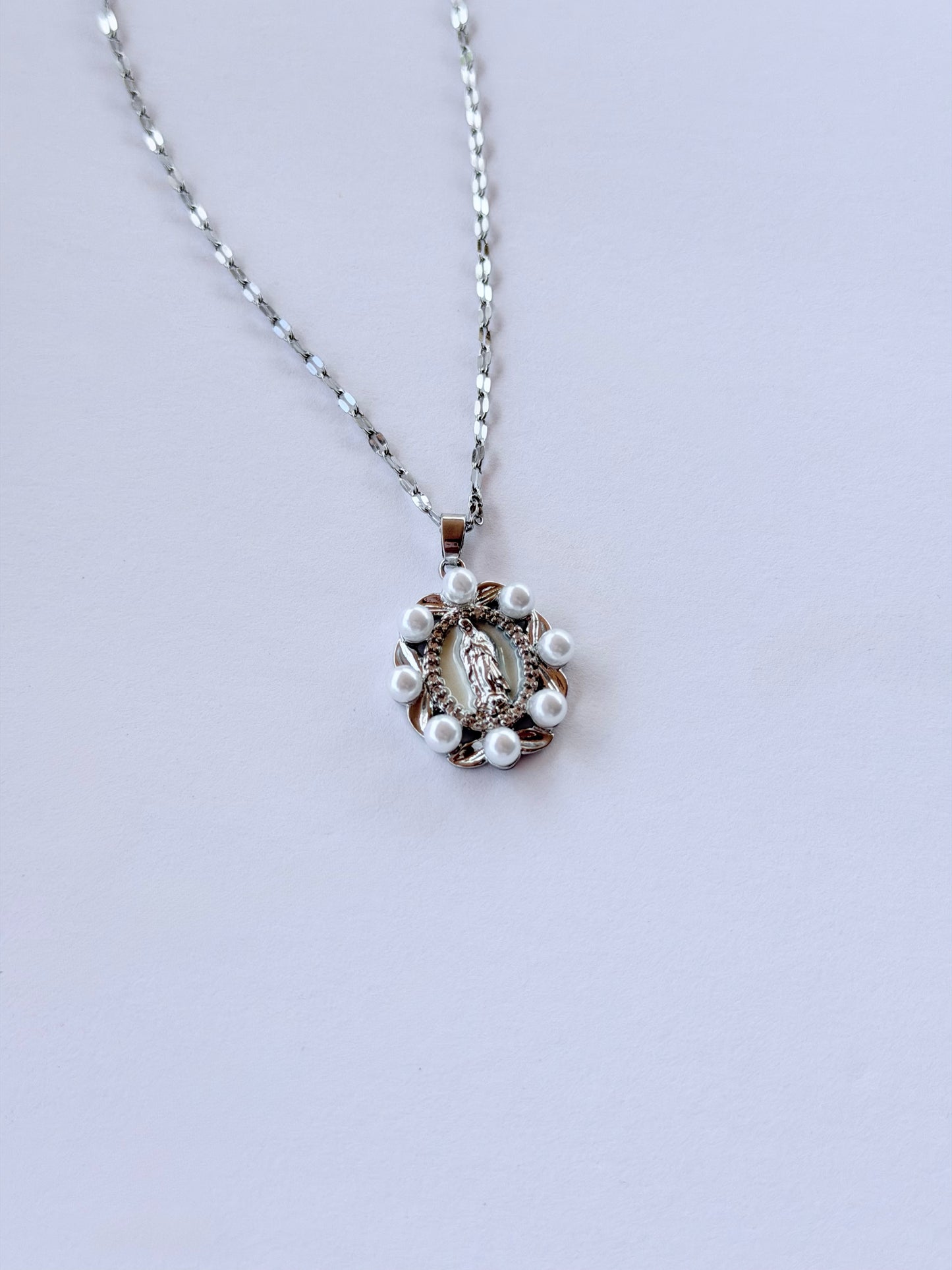 Virgin Mary Pearl Necklace